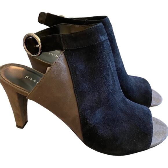 Franco Sarto 2 Toned Heels Women’s Size 8.5 Suede Leather Black Beige Size 8 1/2 - Picture 1 of 8